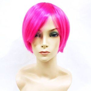 NEW Cosplay Anime Hair Costume Manga Bright Pink Wig Role Play Dress Up